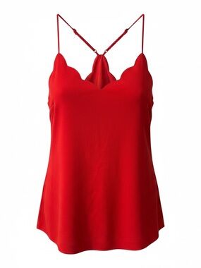 J. Crew Red Scallop-Edge Camisole with Adjustable Straps